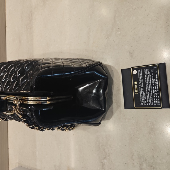 Chanel Mademoiselle Quilted Satchel Black Patent w/Gold Accents - Picture 8 of 8